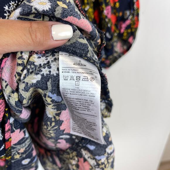 Banana Republic Size 0 Floral Mini LS Fit & Flare Empire Waist Dress Pink Red - Picture 7 of 13